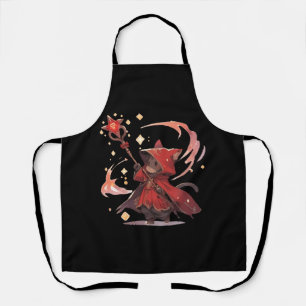 Cute Red Mage Cat Hero Apron