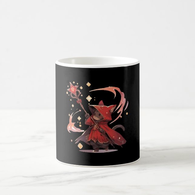 Cute Red Mage Cat Hero Coffee Mug (Center)