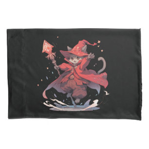 Cute Red Mage Cat Hero Pillowcase