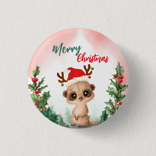 Cute Red Merry Christmas Kashmir Santa Xmas party 3 Cm Round Badge