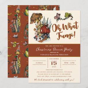 Cute Red Merry Mushrooom Christmas Holiday Party  Invitation