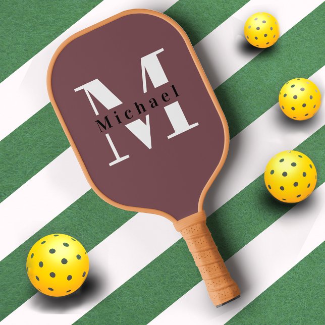 Cute Red Monogram Name + Initial Pickleball Paddle (Creator Uploaded)
