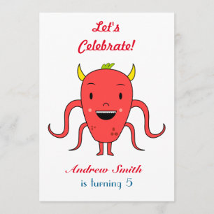 Cute red monster invitation