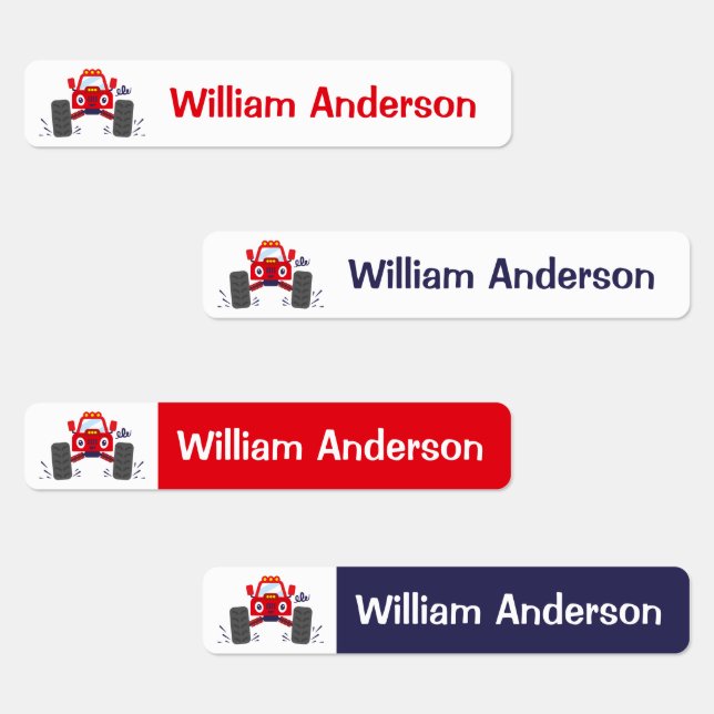 Cute Red Monster Truck Personalised Name (Group)