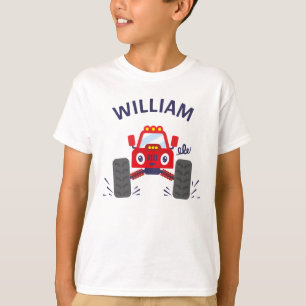 Cute Red Monster Truck with Your Name T-Shirt