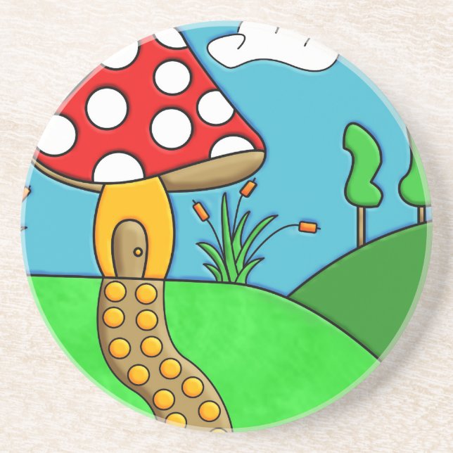 cute red mushroom coaster (Front)