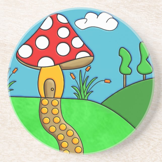 cute red mushroom coaster (Front)