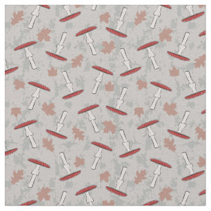 Cute Red Mushroom Fungi Pattern Fabric