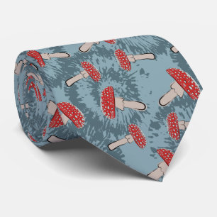 Cute Red Mushroom Fungi Pattern Tie