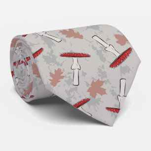Cute Red Mushroom Fungi Pattern Tie