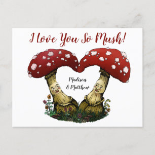 Cute Red Mushroom Pun I Love You Valentine's Day Postcard