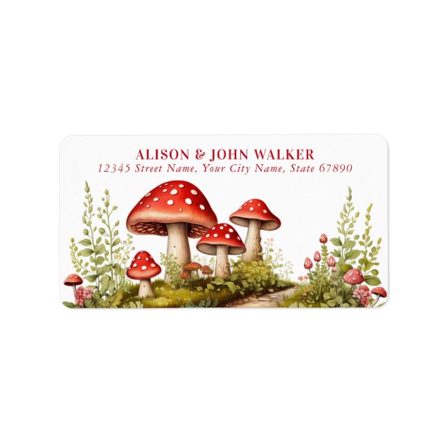 Cute Red Mushroom Return Address Labels (Front)