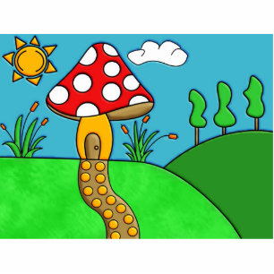 cute red mushroom standing photo sculpture