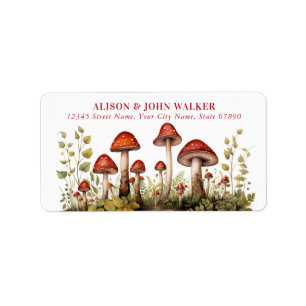 Cute Red Mushrooms Address Labels