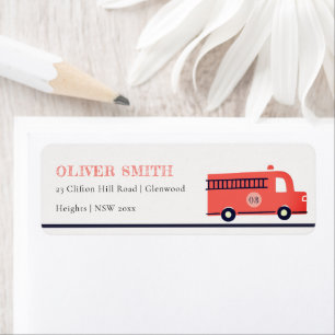 Cute Red Navy Fire Truck Engine Any Age Birthday