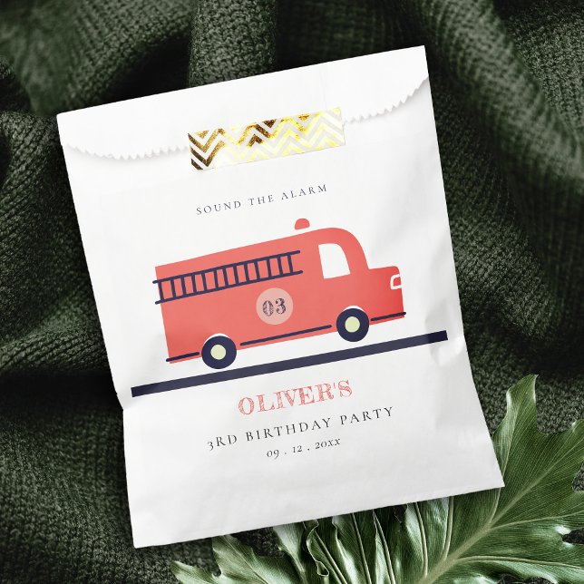 Cute Red Navy Fire Truck Engine Any Age Birthday Favour Bags (Creator Uploaded)