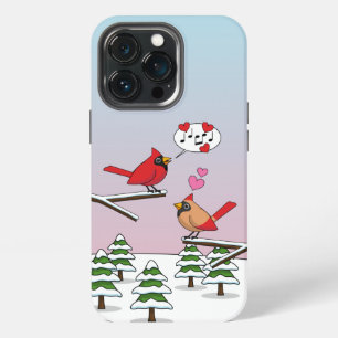 Cute Red Northern Cardinals Love Winter Landscape iPhone 13 Pro Case