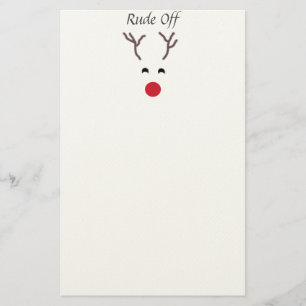 Cute Red Nose Reindeer Christmas Stationery