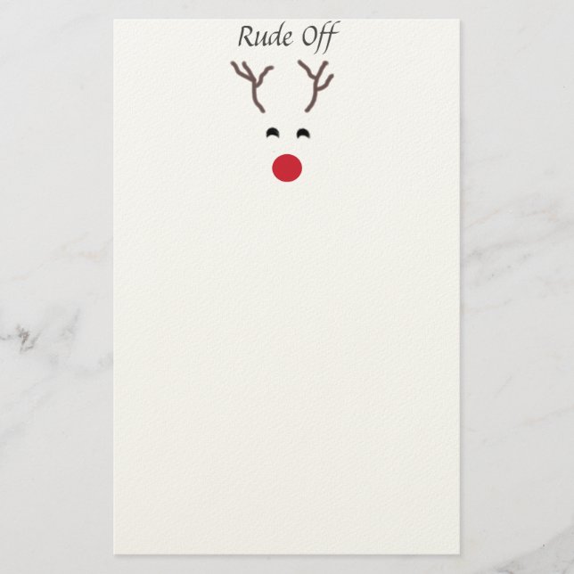 Cute Red Nose Reindeer Christmas Stationery (Front)