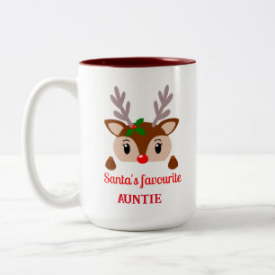 Cute red nose Reindeer ,hot cocoa Christmas Two-Tone Coffee Mug