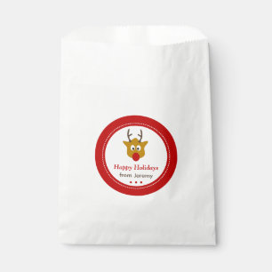 Cute Red Nosed Reindeer Christmas Gift Favour Bags