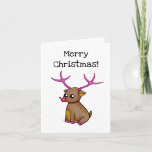 Cute Red Nosed Reindeer - Merry Christmas Card