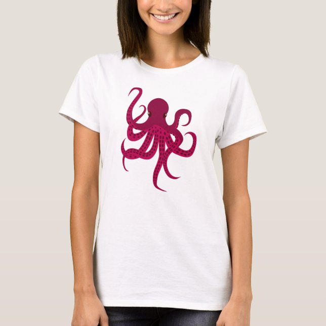Cute Red Octopus T-Shirt (Front)