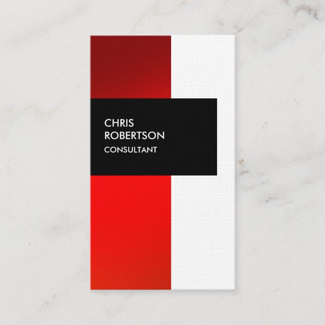 Cute Red Orange Stripe Linen Clean Business Card (Front)