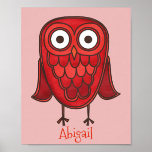 Cute Red Owl Customised 8x10 Poster