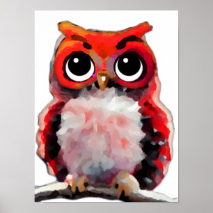Cute Red Owl Poster