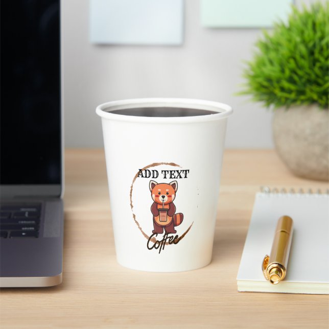 Cute red panda animals coffee Tea custom Shop name Paper Cups (Insitu)