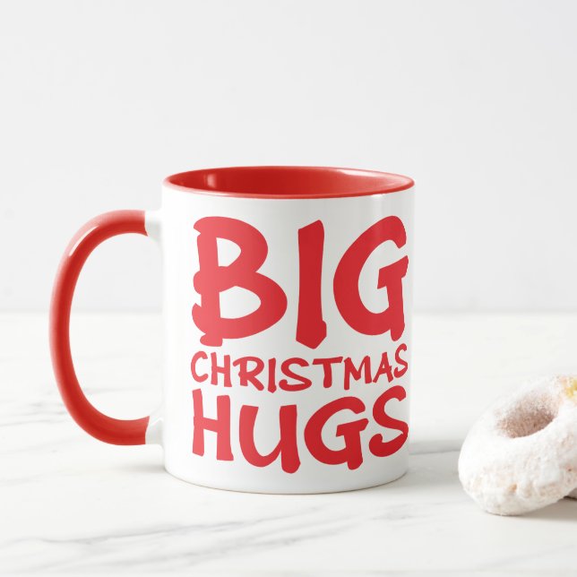 Cute red panda big Christmas hugs mug (With Donut)