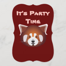 Cute Red Panda Birthday Invitation