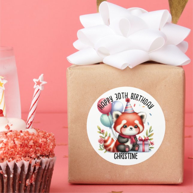 Cute red panda Birthday Party favours Classic Round Sticker (Party)