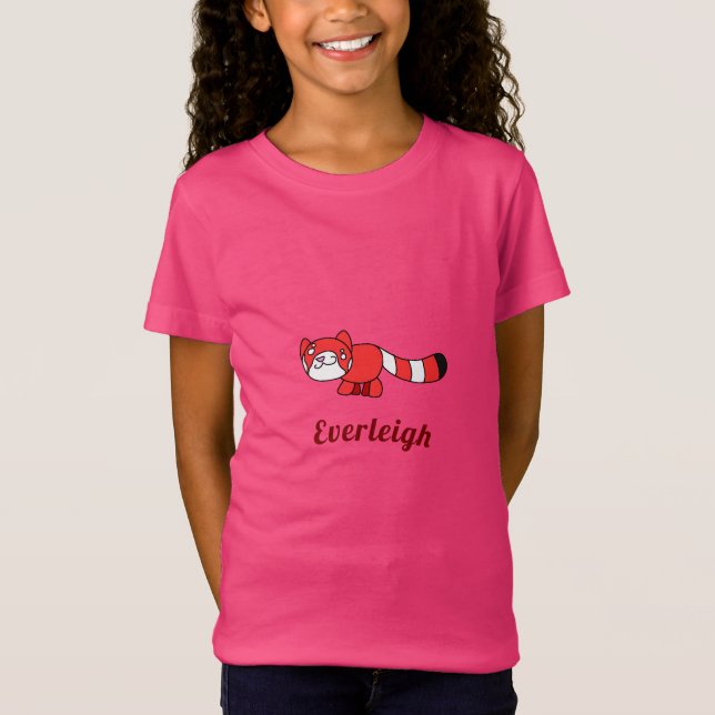 Cute Red Panda Cartoon Drawing T-Shirt (Front)