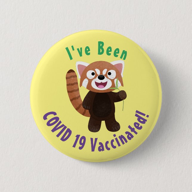 Cute red panda cartoon illustration 6 cm round badge (Front)