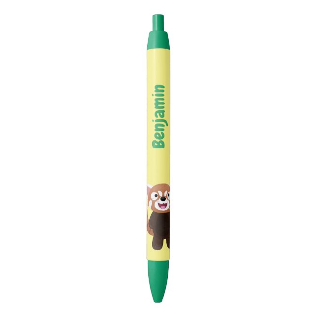 Cute red panda cartoon illustration black ink pen (Front Vertical)