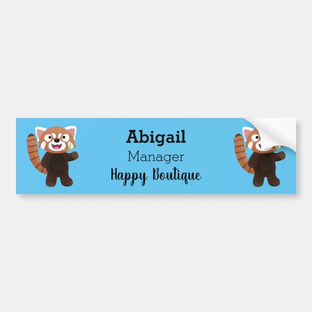 Cute red panda cartoon illustration  bumper sticker (Front)