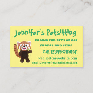 Cute red panda cartoon illustration business card
