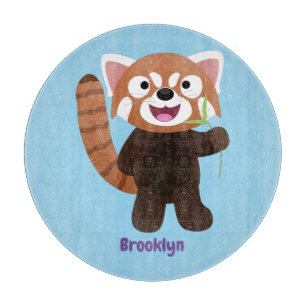 Cute red panda cartoon illustration cutting board