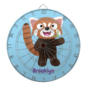 Cute red panda cartoon illustration dartboard