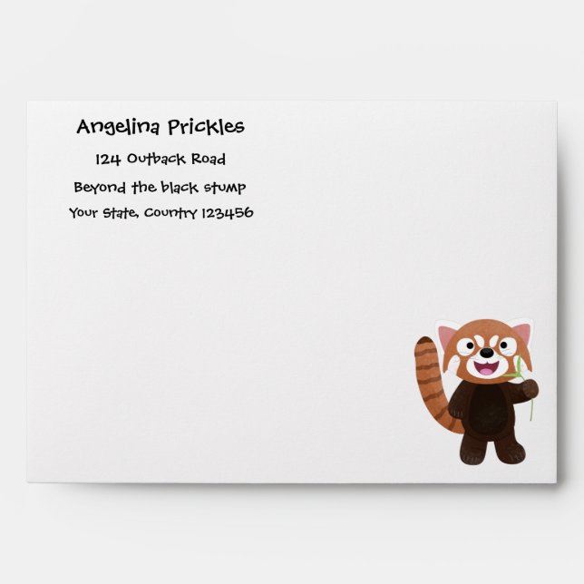 Cute red panda cartoon illustration envelope (Front)