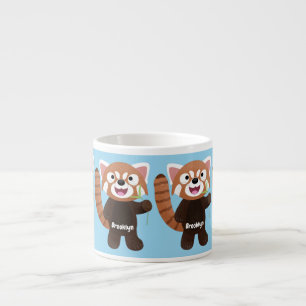 Cute red panda cartoon illustration espresso cup
