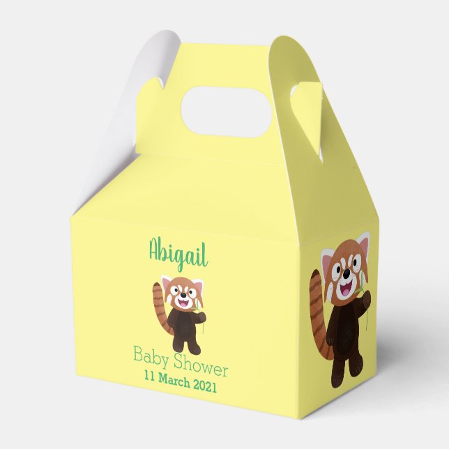 Cute red panda cartoon illustration favour box (Front Side)