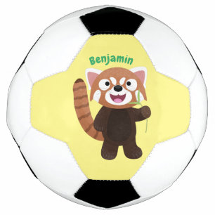 Cute red panda cartoon illustration football