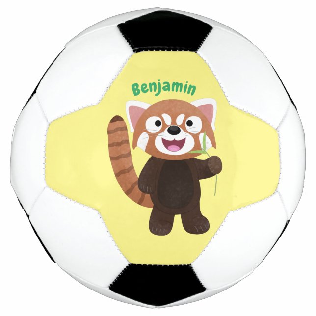 Cute red panda cartoon illustration football (Front)