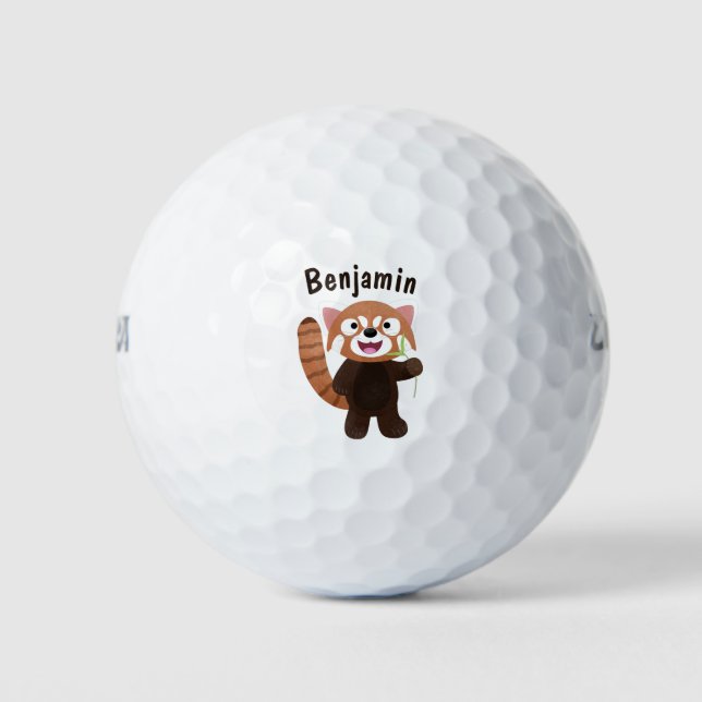Cute red panda cartoon illustration golf balls (Front)
