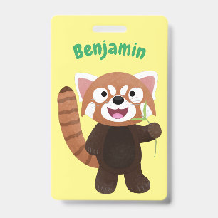 Cute red panda cartoon illustration ID badge
