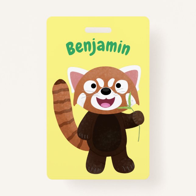 Cute red panda cartoon illustration ID badge (Front)