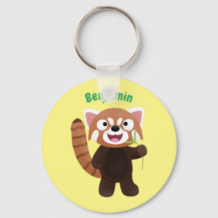 Cute red panda cartoon illustration key ring
